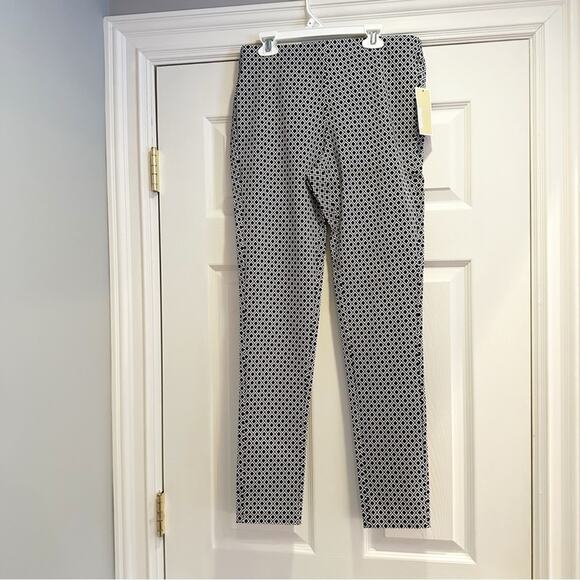 Michael Kors Pants Medium $78 Stretch Slacks Diamond Print Black White NWT - Picture 11 of 13